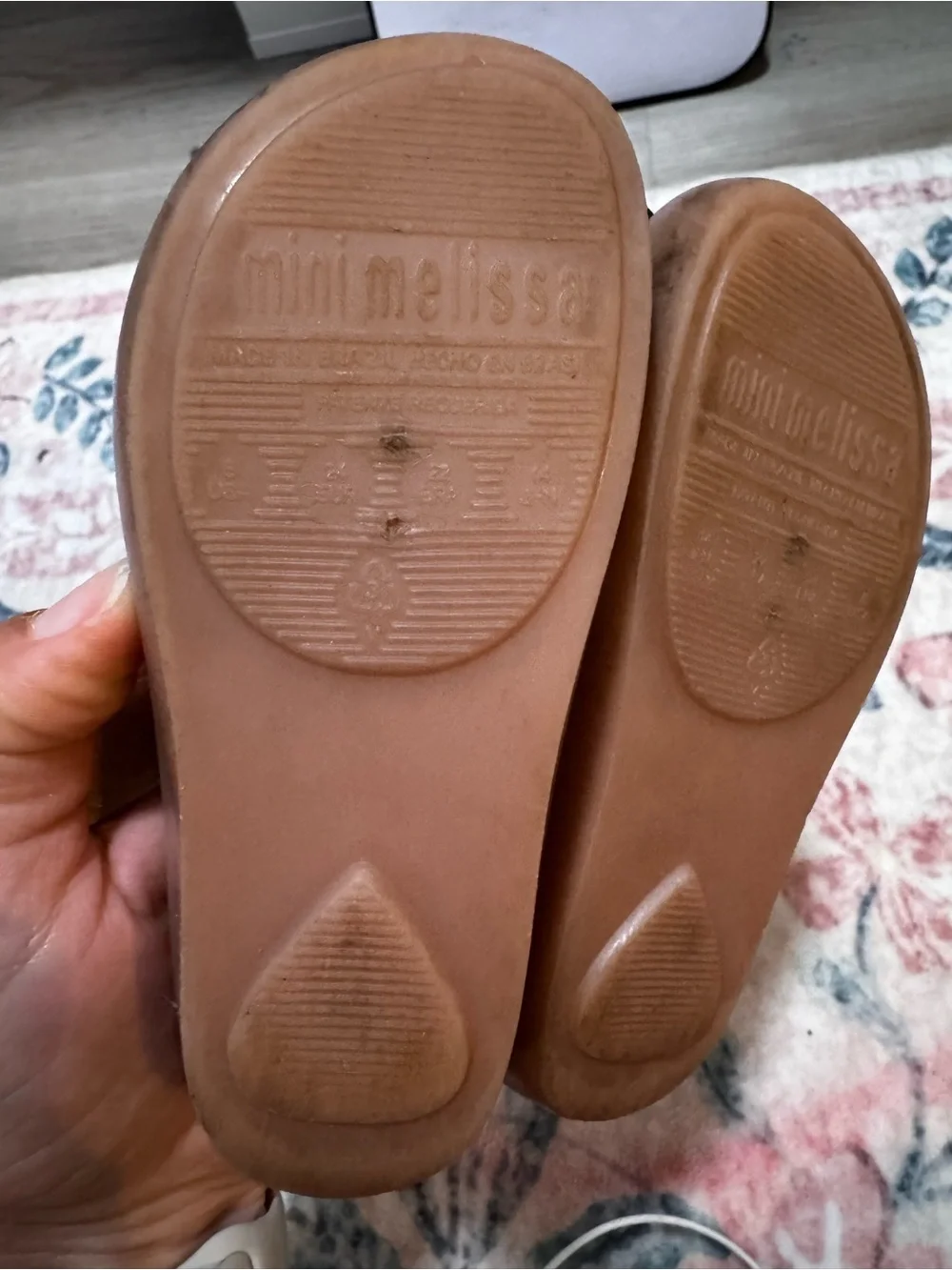 Mini Melissa Tan Mary Jane Flats with Black Bow